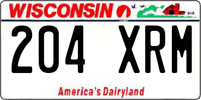 WI license plate 204XRM