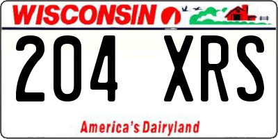 WI license plate 204XRS