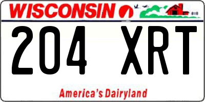 WI license plate 204XRT