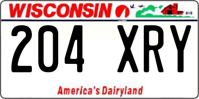WI license plate 204XRY