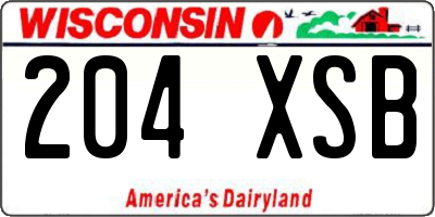 WI license plate 204XSB