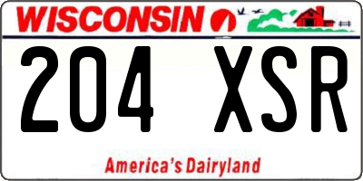 WI license plate 204XSR