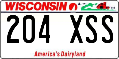 WI license plate 204XSS