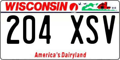 WI license plate 204XSV