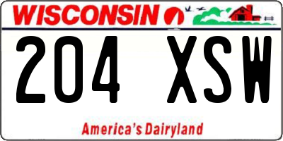 WI license plate 204XSW