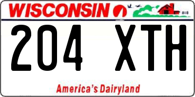 WI license plate 204XTH