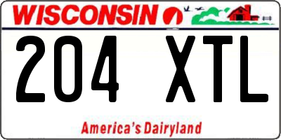 WI license plate 204XTL