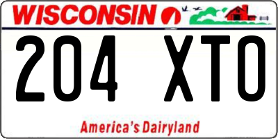 WI license plate 204XTO