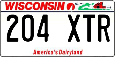 WI license plate 204XTR