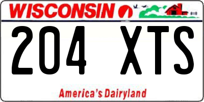 WI license plate 204XTS