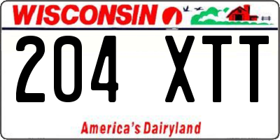 WI license plate 204XTT