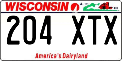 WI license plate 204XTX