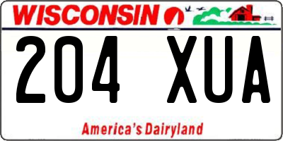 WI license plate 204XUA