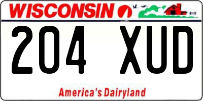 WI license plate 204XUD