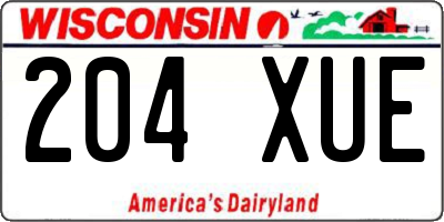 WI license plate 204XUE