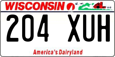 WI license plate 204XUH