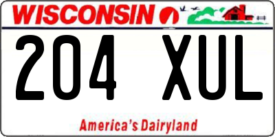 WI license plate 204XUL
