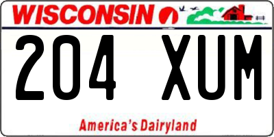 WI license plate 204XUM