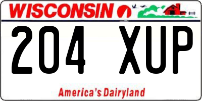 WI license plate 204XUP