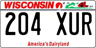 WI license plate 204XUR