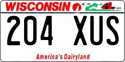 WI license plate 204XUS