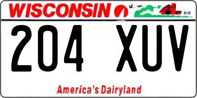 WI license plate 204XUV