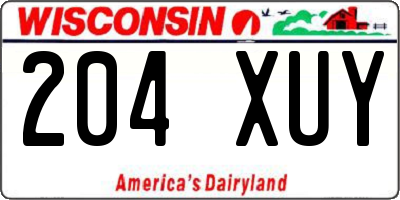 WI license plate 204XUY