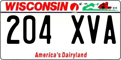 WI license plate 204XVA