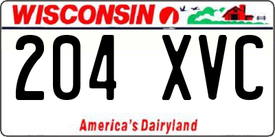 WI license plate 204XVC