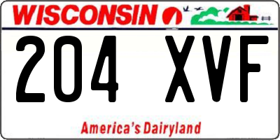WI license plate 204XVF