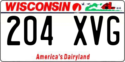 WI license plate 204XVG