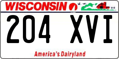 WI license plate 204XVI