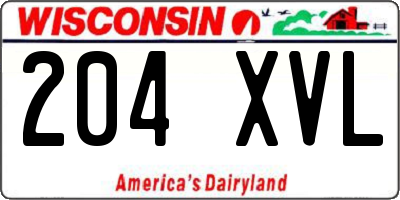WI license plate 204XVL