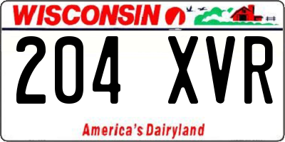 WI license plate 204XVR