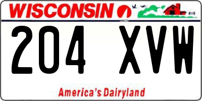 WI license plate 204XVW