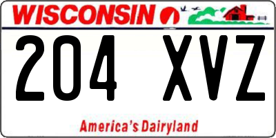 WI license plate 204XVZ