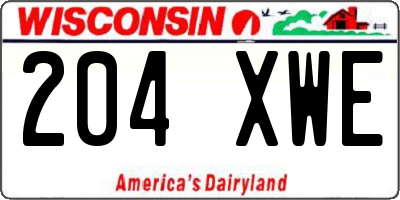 WI license plate 204XWE