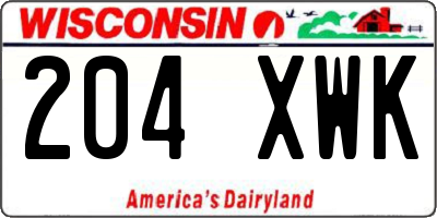 WI license plate 204XWK