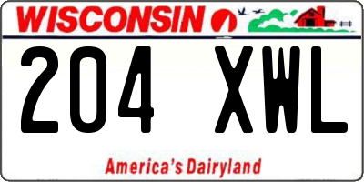 WI license plate 204XWL