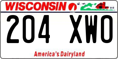 WI license plate 204XWO