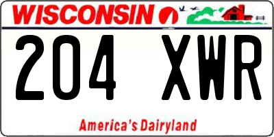 WI license plate 204XWR