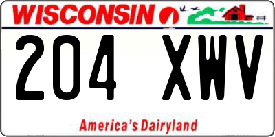 WI license plate 204XWV