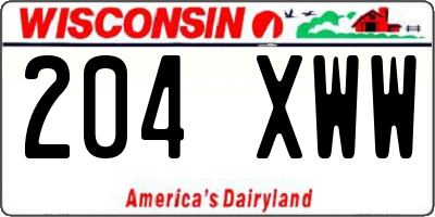 WI license plate 204XWW