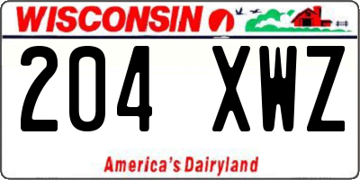 WI license plate 204XWZ