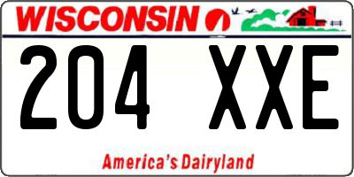 WI license plate 204XXE
