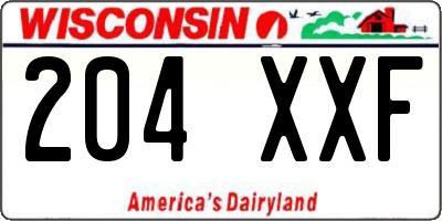 WI license plate 204XXF