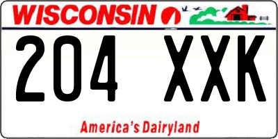 WI license plate 204XXK