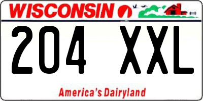 WI license plate 204XXL