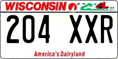 WI license plate 204XXR