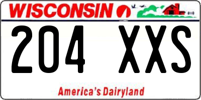 WI license plate 204XXS